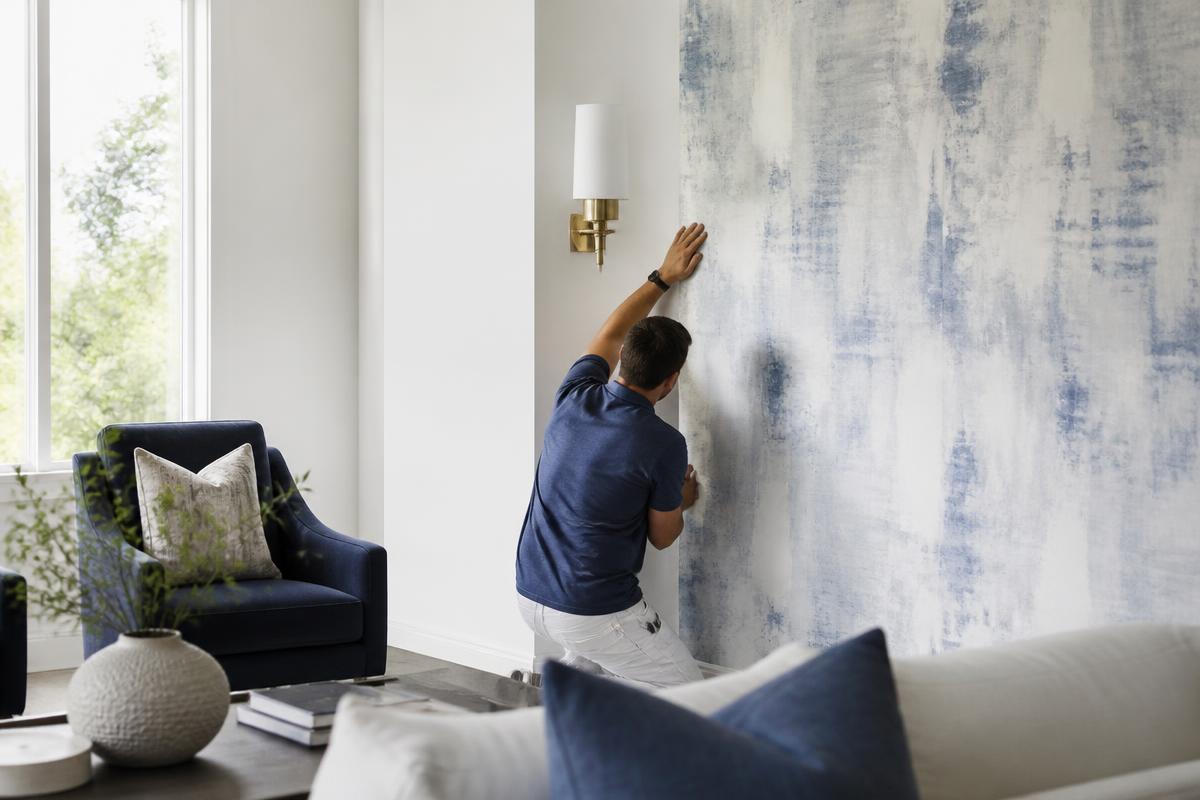 Luxury wallpaper installation in a North Atlanta home by Atlantic Wallpapers